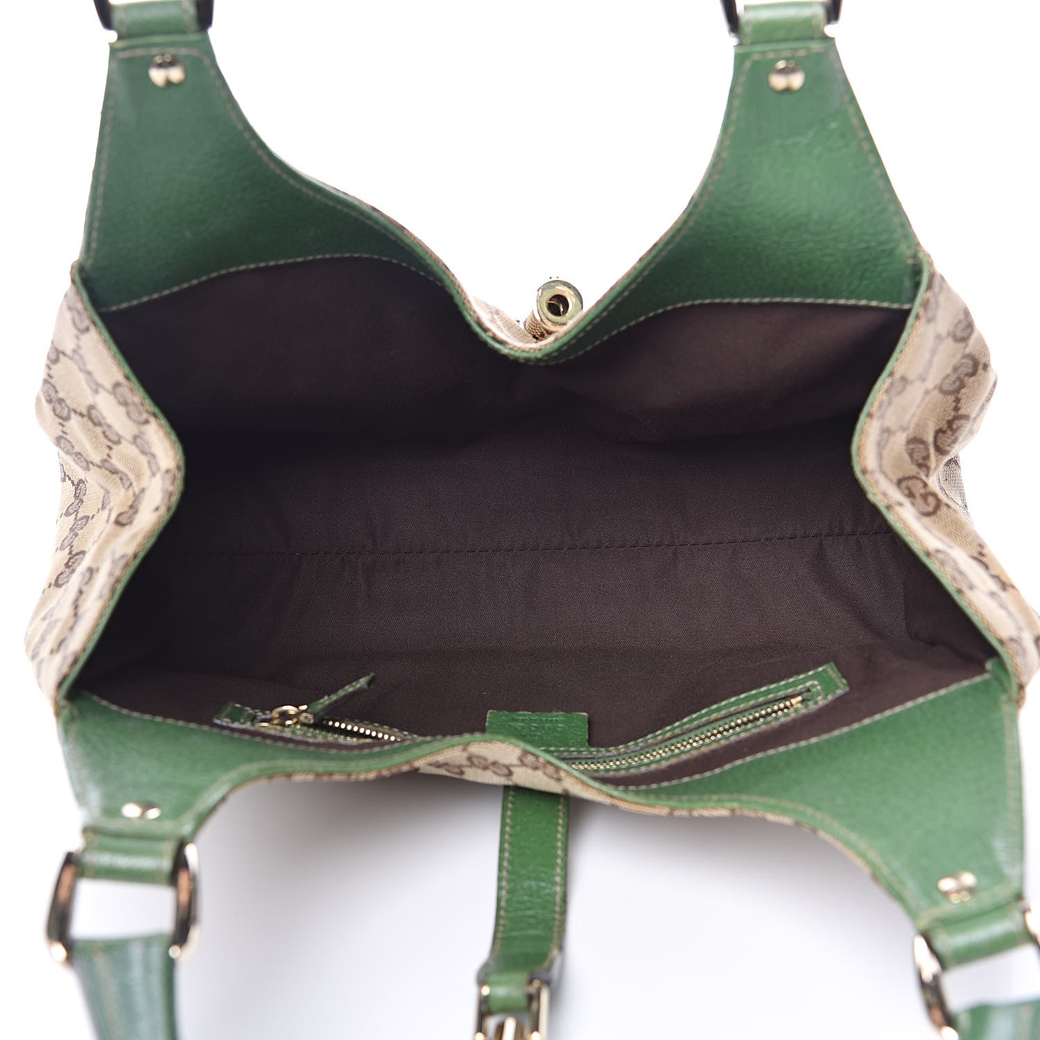 Gucci Monogram Calfskin Large Bardot Tote Green 5 of 12