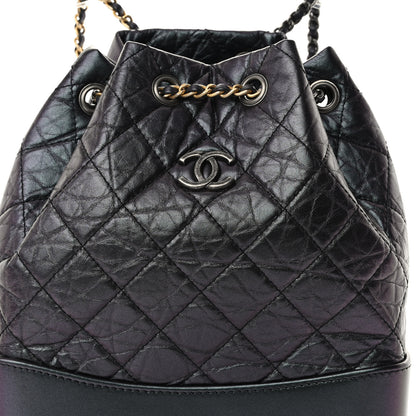 Chanel Iridescent Lambskin Calfskin Small Quilted Gabrielle Backpack Black 8 of 10