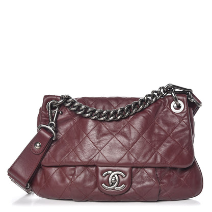 Chanel Calfskin Coco Pleats Large Messenger Flap Burgundy 1 of 11