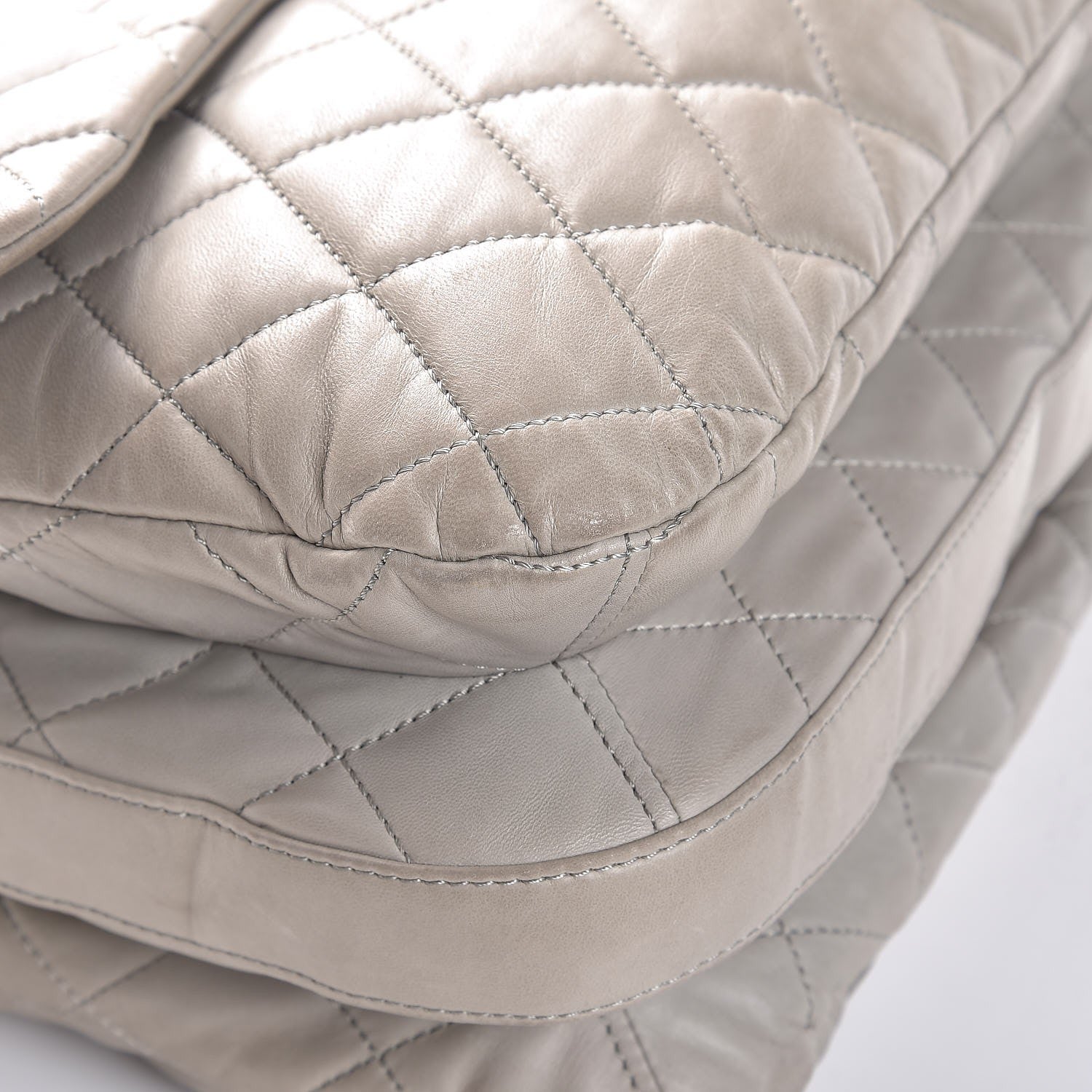 Chanel Lambskin Quilted Maxi 3 Flap Bag Grey 11 of 18