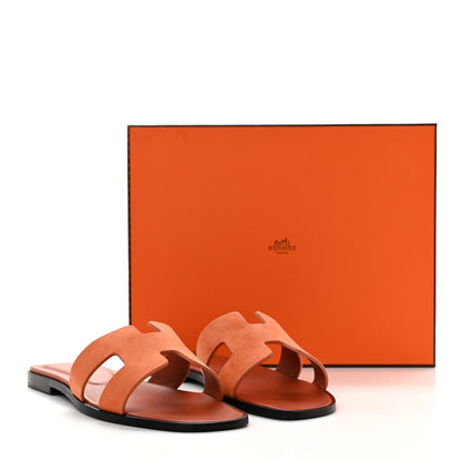 Hermes Suede Goatskin Oran Sandals 40 Orange 9 of 9