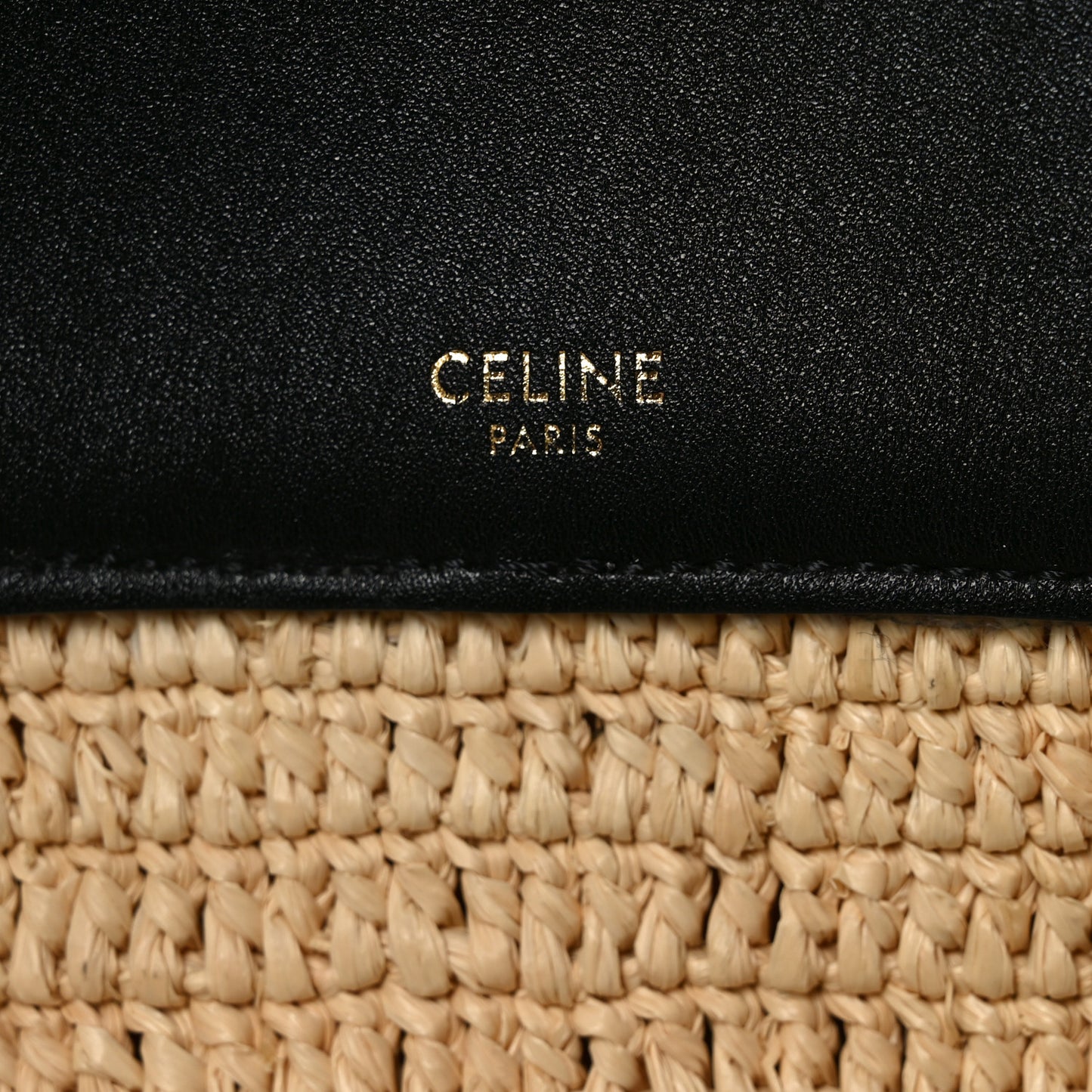 Raffia Calfskin Basket Bag Natural Black