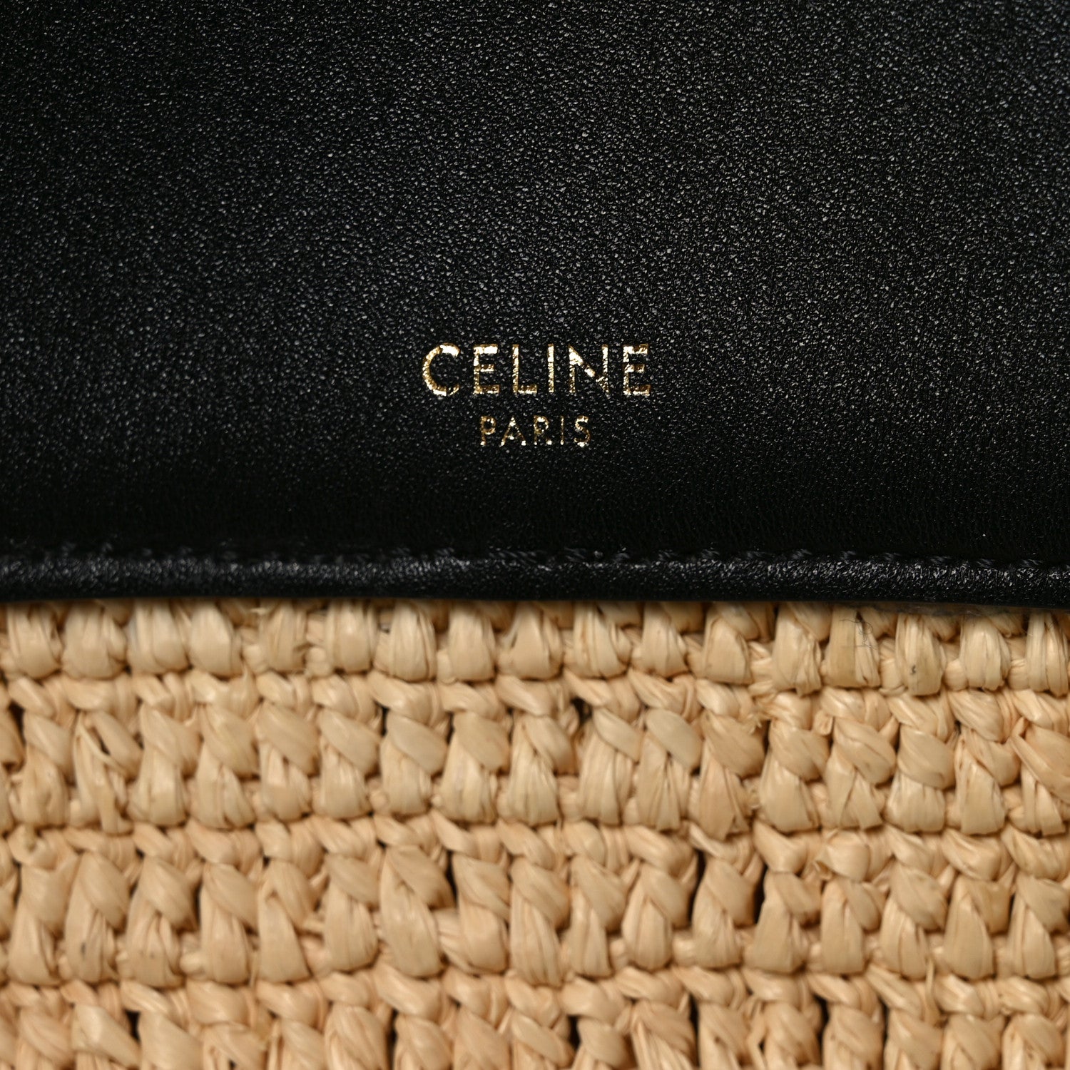 Celine Raffia Calfskin Basket Bag Natural Black 6 of 11