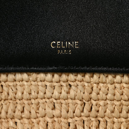 Celine Raffia Calfskin Basket Bag Natural Black 6 of 11