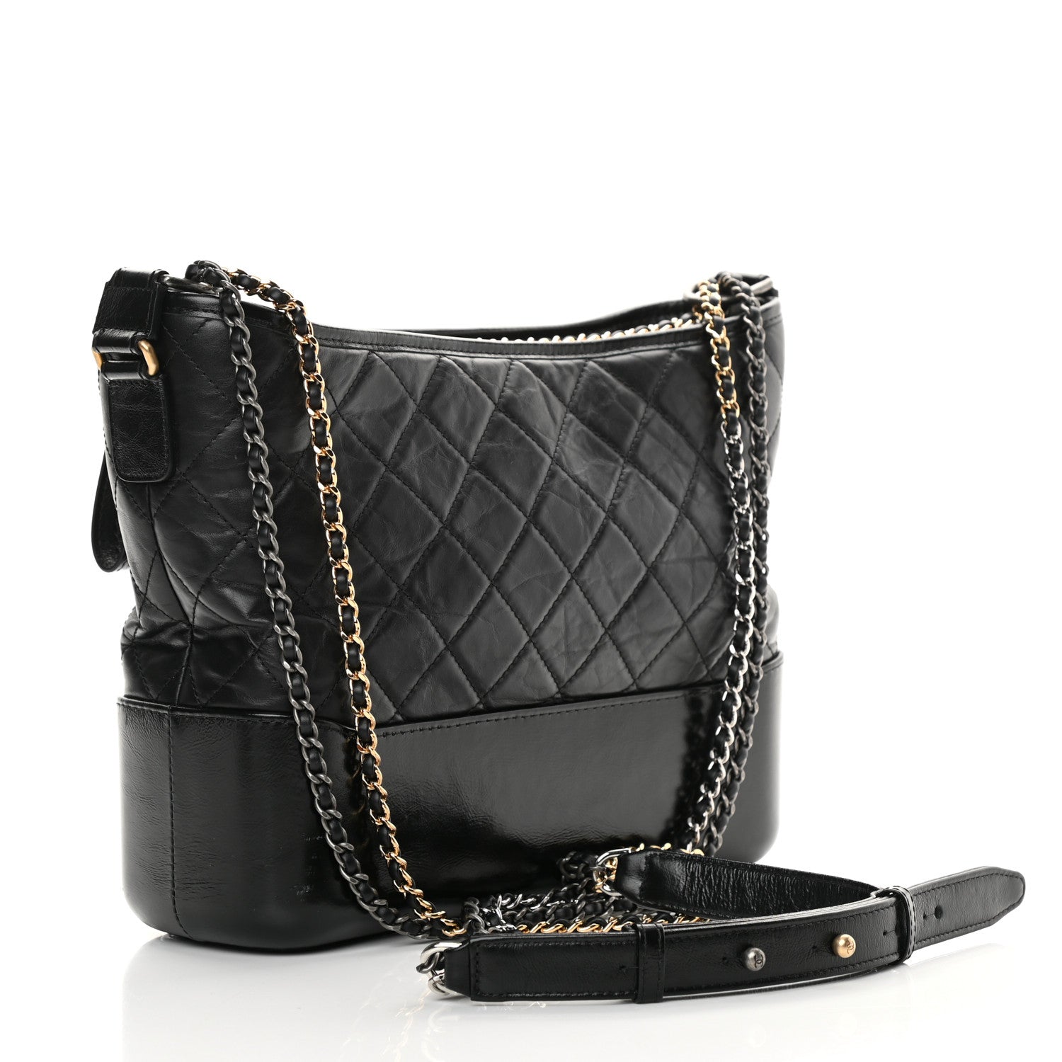 Chanel Aged Calfskin Quilted Medium Gabrielle Hobo Black 3 of 13
