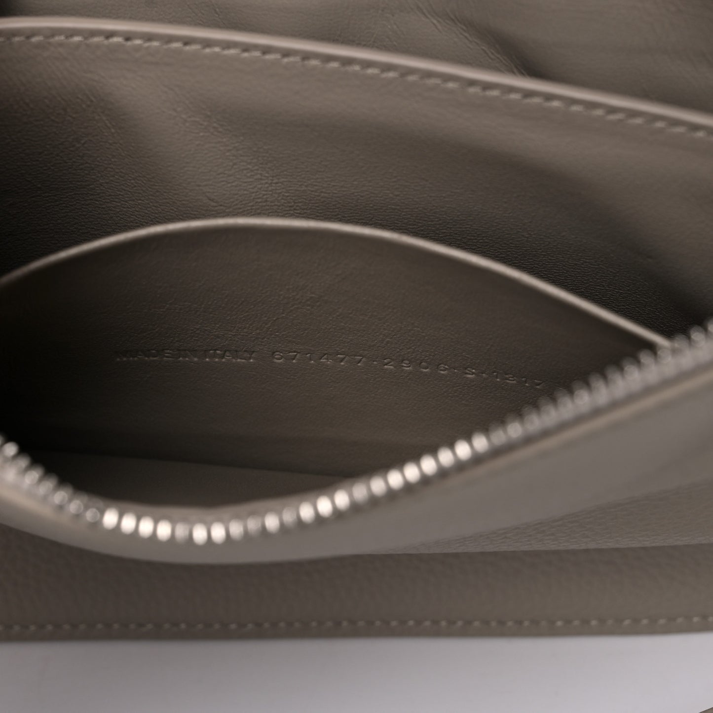 Grained Calfskin Neo Classic Aged Silver Multipouch with Strap Taupe