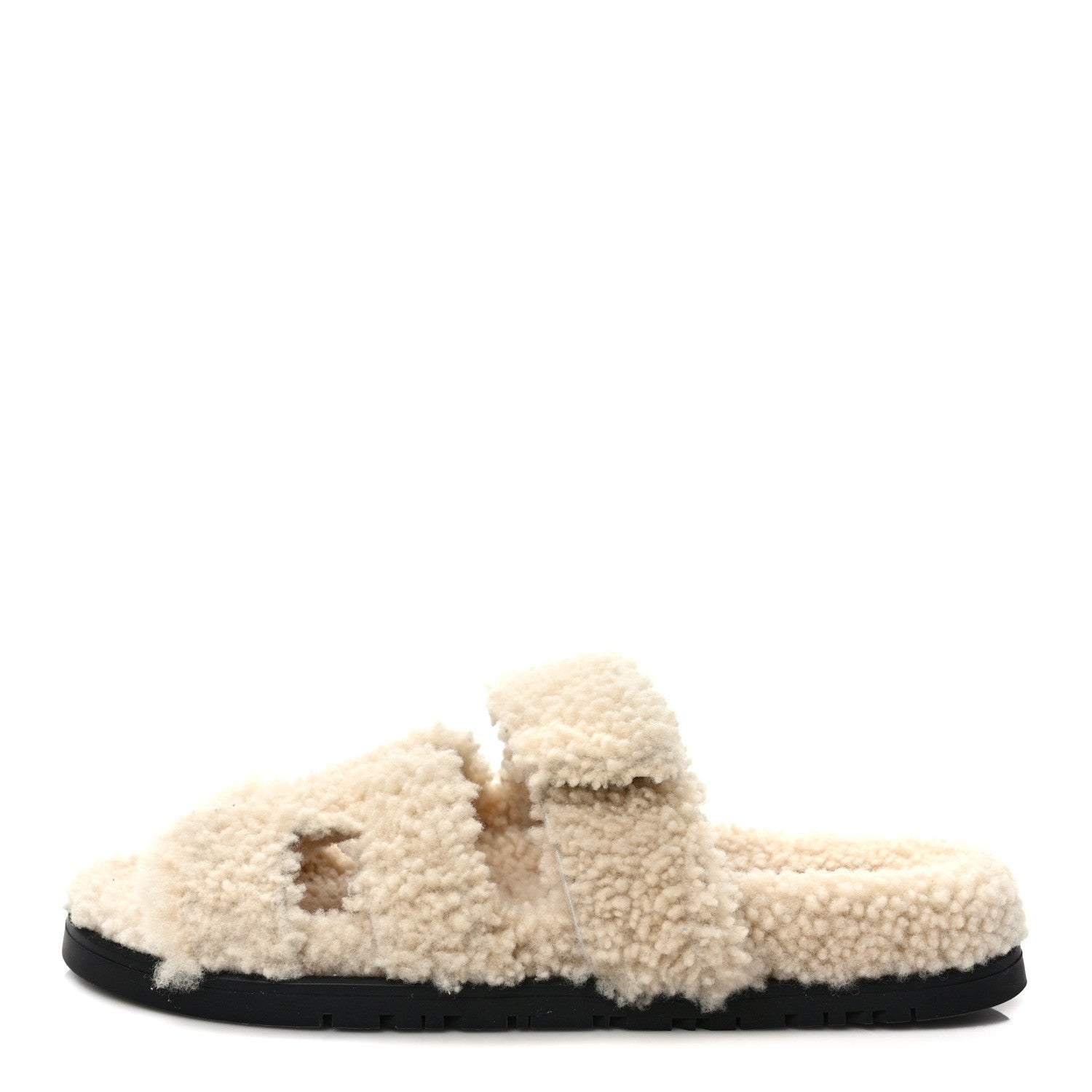 Hermes Woolskin Womens Chypre Sandals 35 Ecru 1 of 8