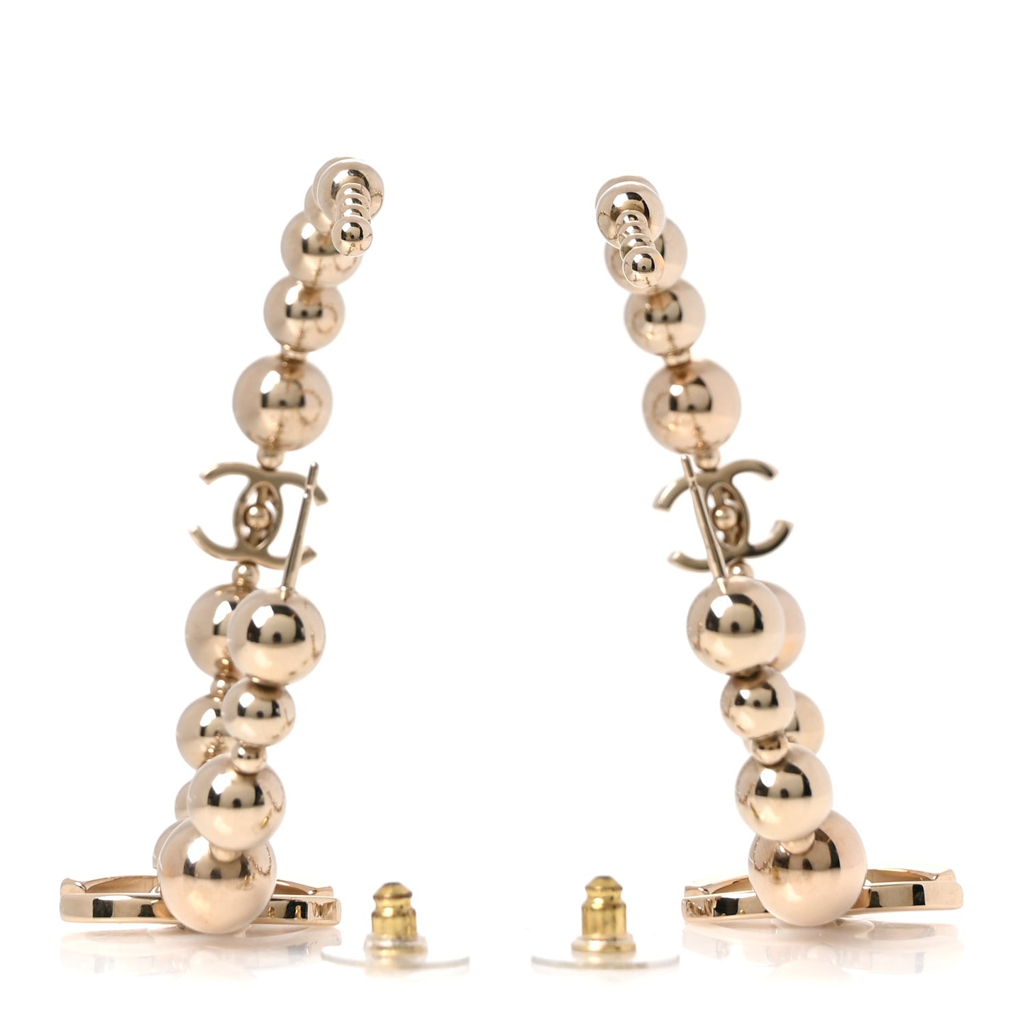 Metal Bead CC Hoop Earrings Gold