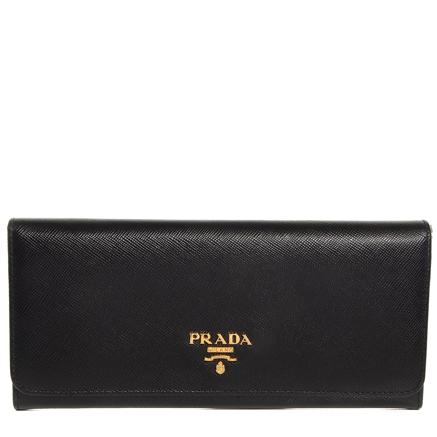 Saffiano Metal Continental Flap Wallet Nero Black