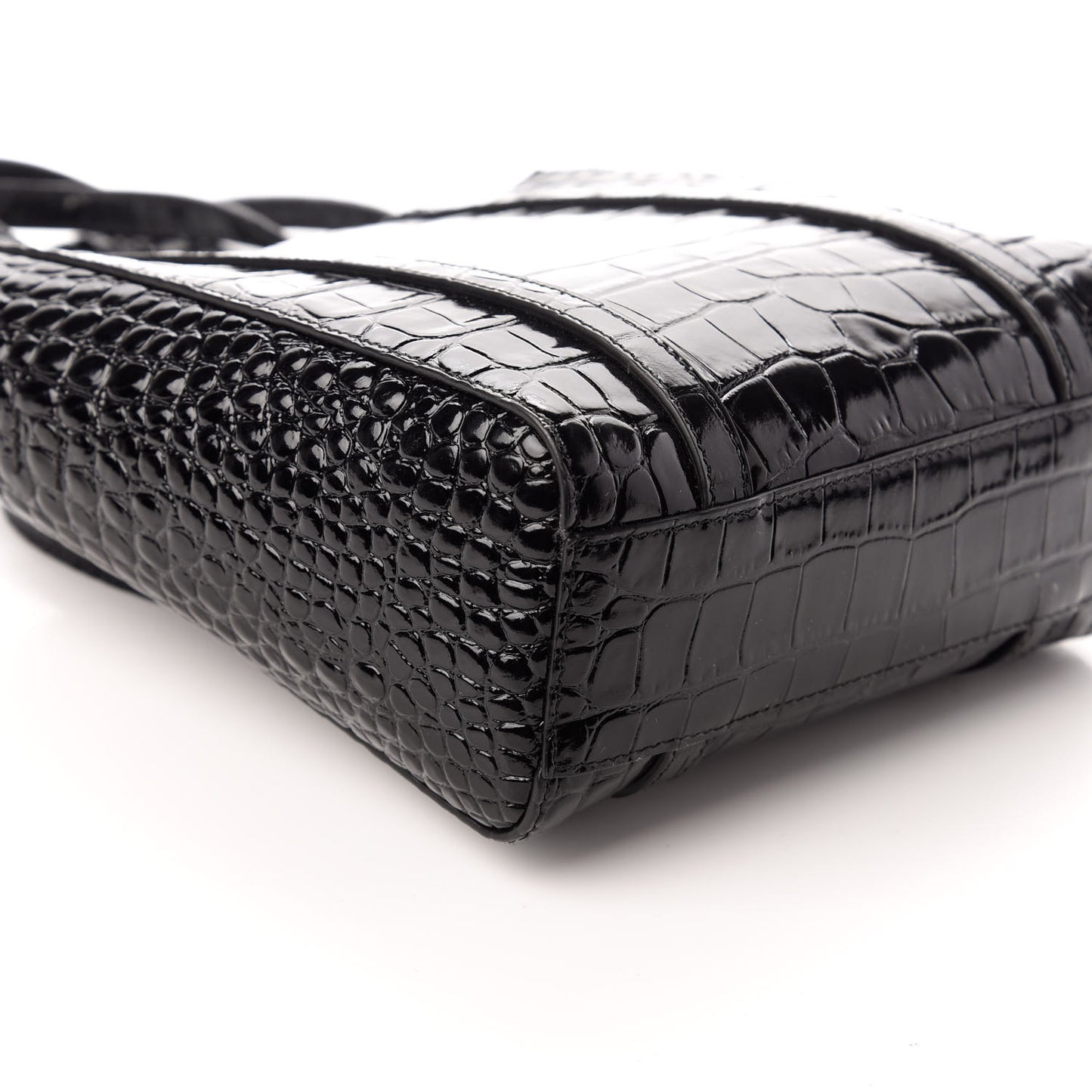 Crocodile Embossed Calfskin Small Everyday Tote Black