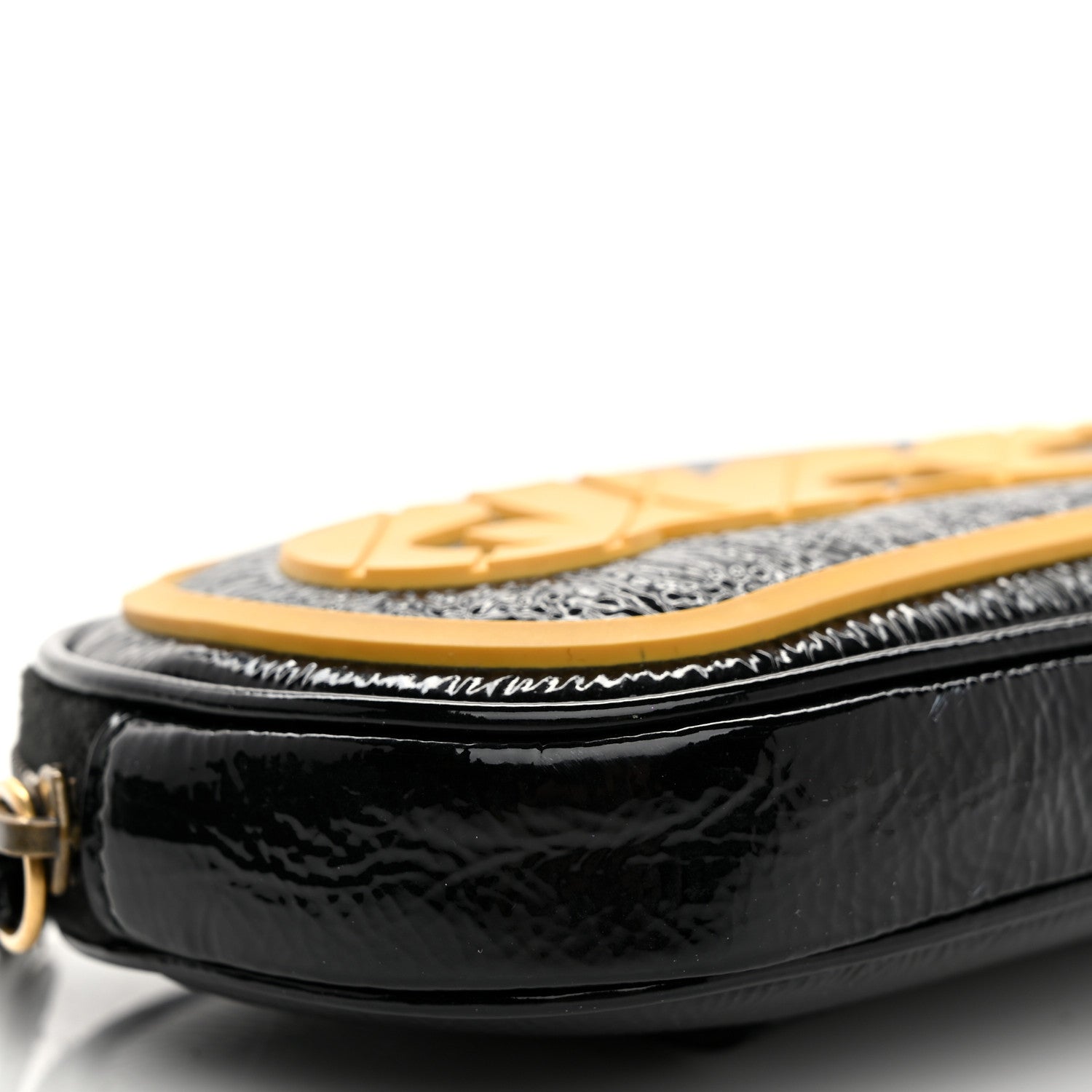 Gucci Patent Rubber Game Patch Logo Belt Bag 95 38 Black 9 of 15
