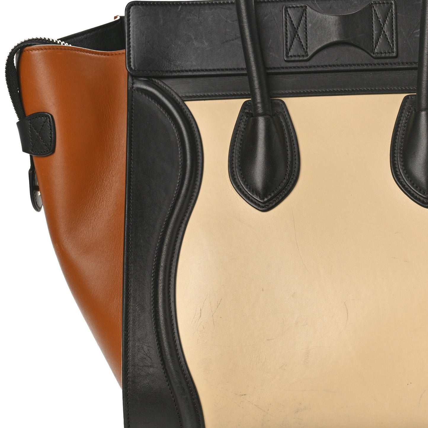 Satin Calfskin Mini Tri-Color Luggage Seashell