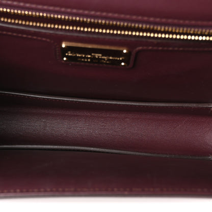 Salvatore Ferragamo Pebble Calfskin Ginny Vara Bow Shoulder Bag Burgundy 5 of 10