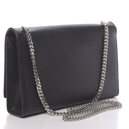 Saint Laurent Grain De Poudre Medium Classic Monogram Kate Satchel Black 3 of 10