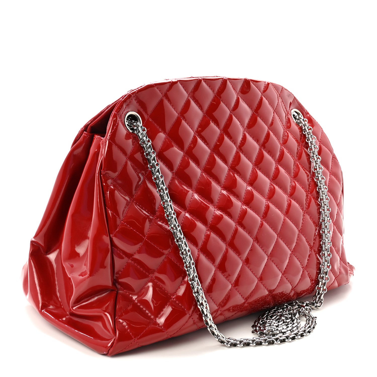 Chanel Patent Quilted Large Just Mademoiselle Bowling Bag Red 3 of 10