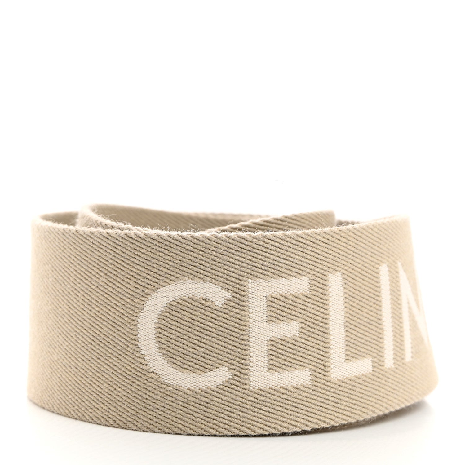 Celine Jacquard Wool Logo Short Strap Beige White 2 of 6