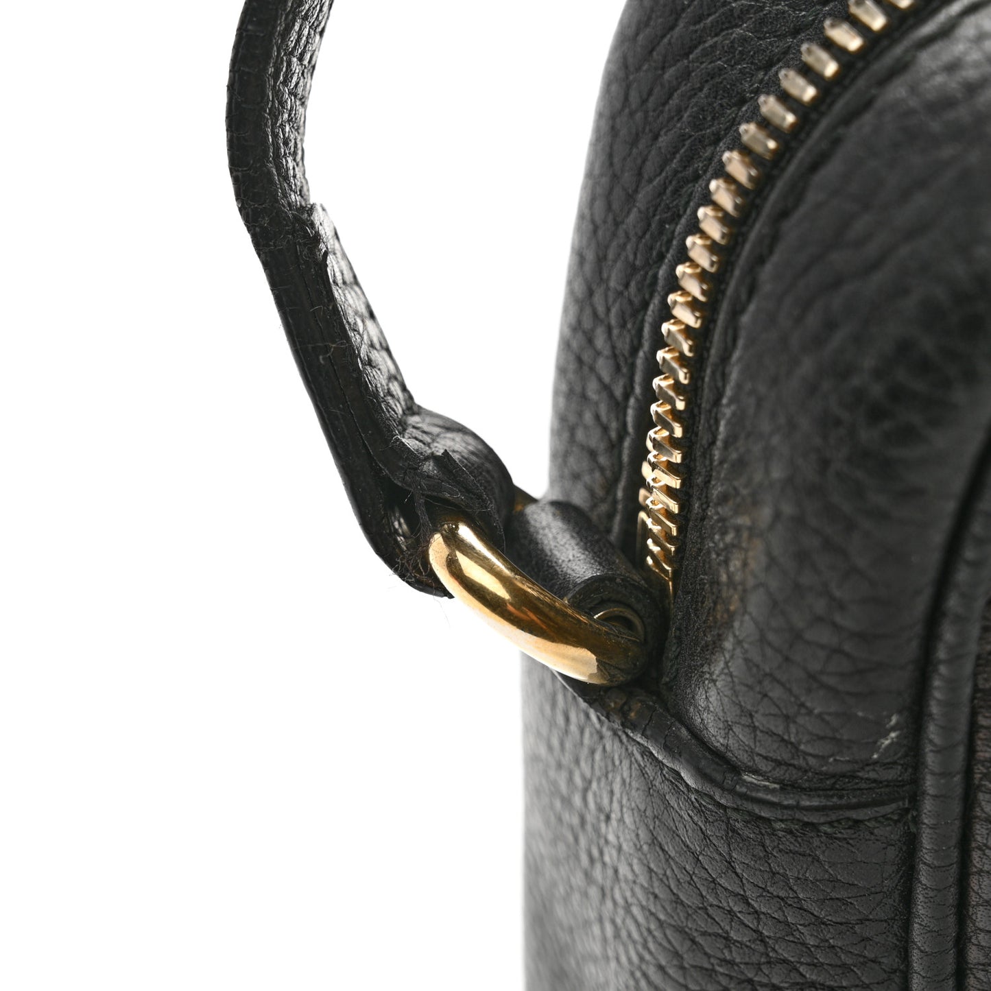 Pebbled Calfskin Small Soho Disco Bag Black