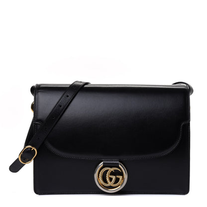 Gucci Textured Calfskin Medium Torchon GG Ring Shoulder Bag Black 1 of 4