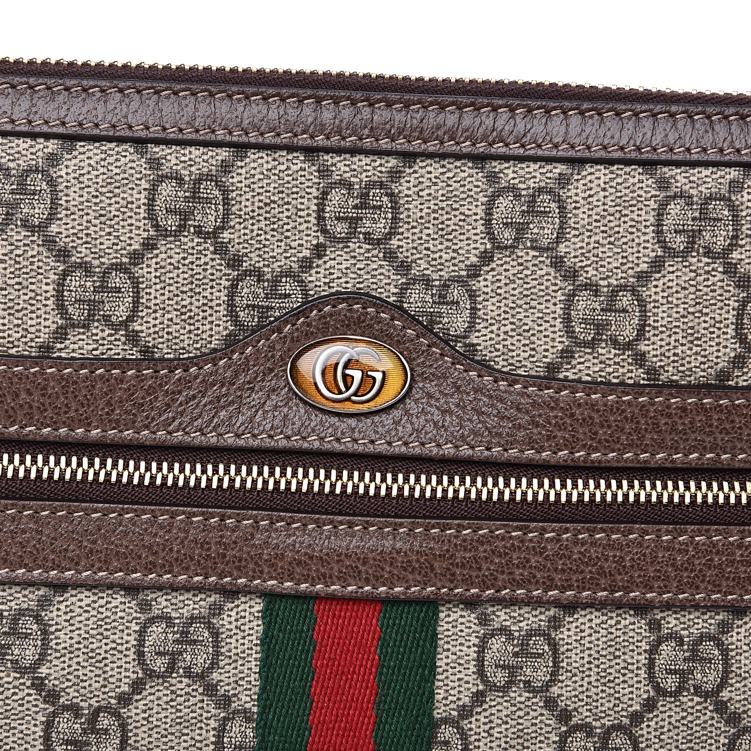 Gucci GG Supreme Monogram Large Ophidia Pouch Clutch Brown 10 of 11