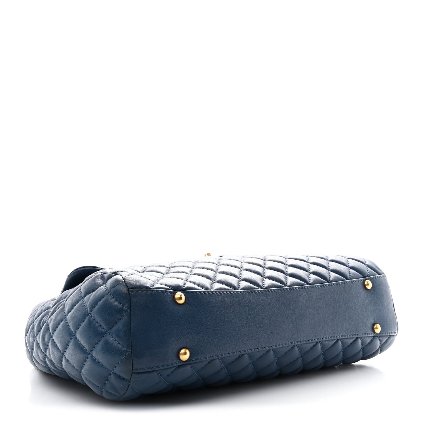 Lambskin Quilted Large Fluffy CC Shopping Tote Blue