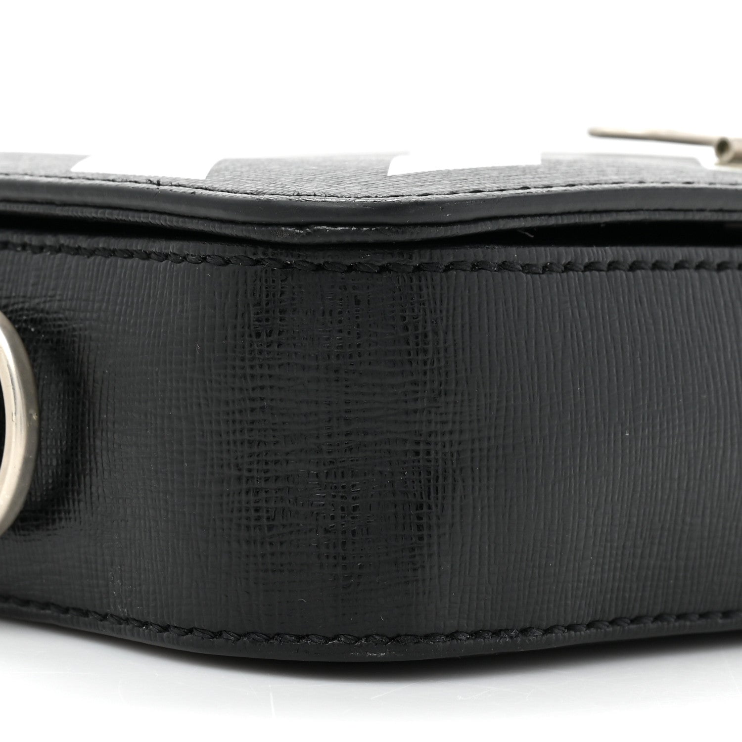 Off-White Saffiano Striped Mini Diag Binder Clip Bag Black White 9 of 18