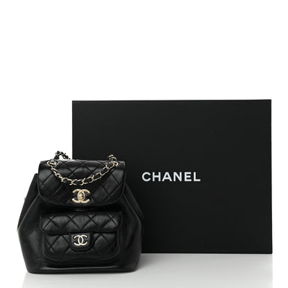 Chanel Glazed Aged Calfskin Quilted Small Duma Drawstring Backpack Black 11 of 11