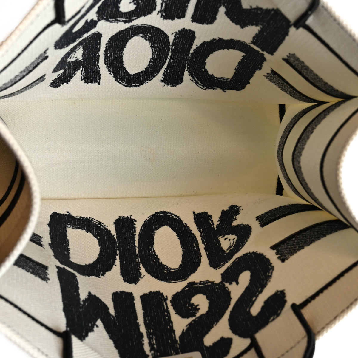 Canvas Embroidered Medium Miss Dior Graffiti Book Tote White Blue