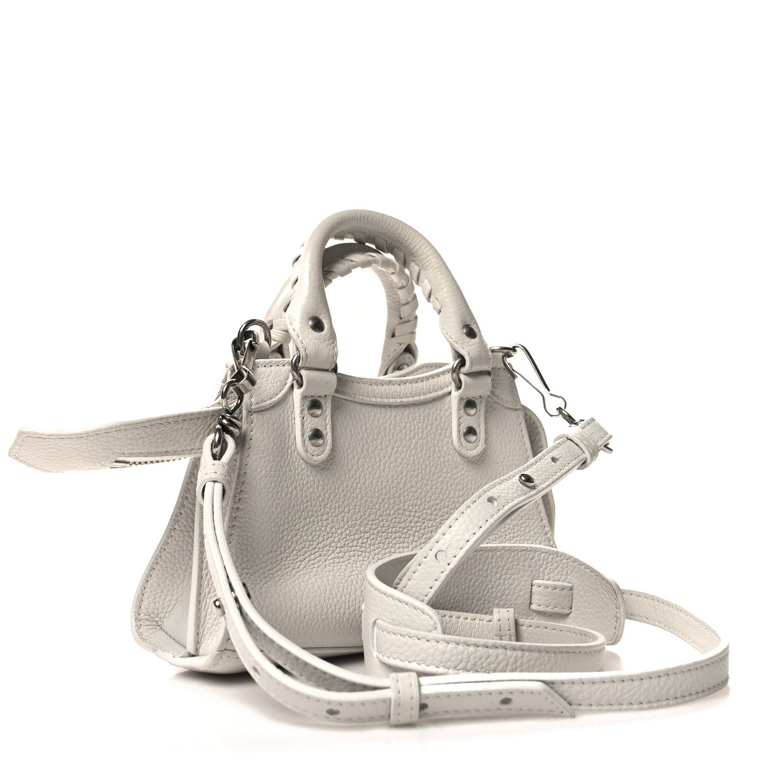 Balenciaga Grained Calfskin Neo Classic Silver Hardware Nano City Crossbody White 3 of 11