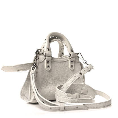 Balenciaga Grained Calfskin Neo Classic Silver Hardware Nano City Crossbody White 3 of 11