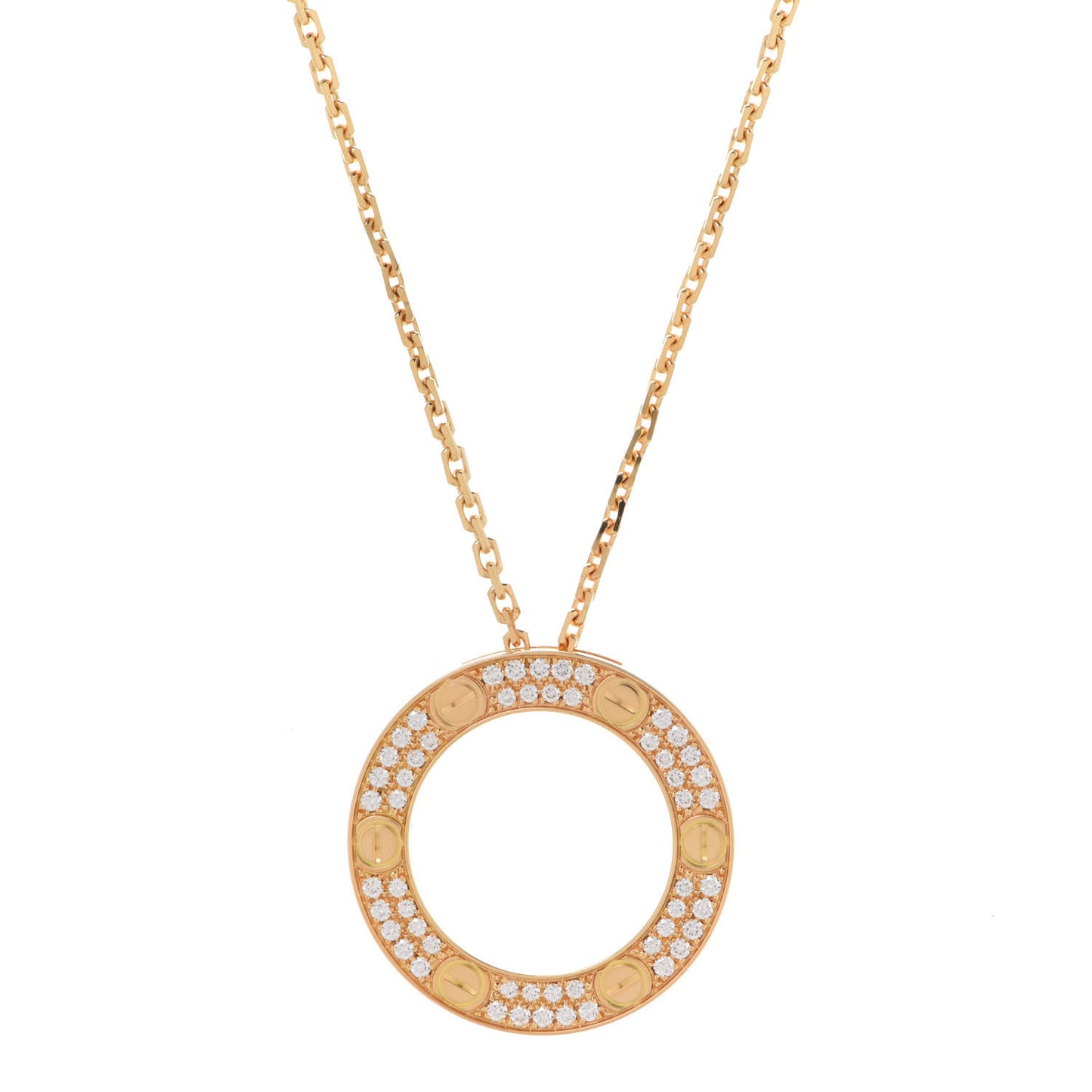 18K Yellow Gold Diamond LOVE Paved Necklace