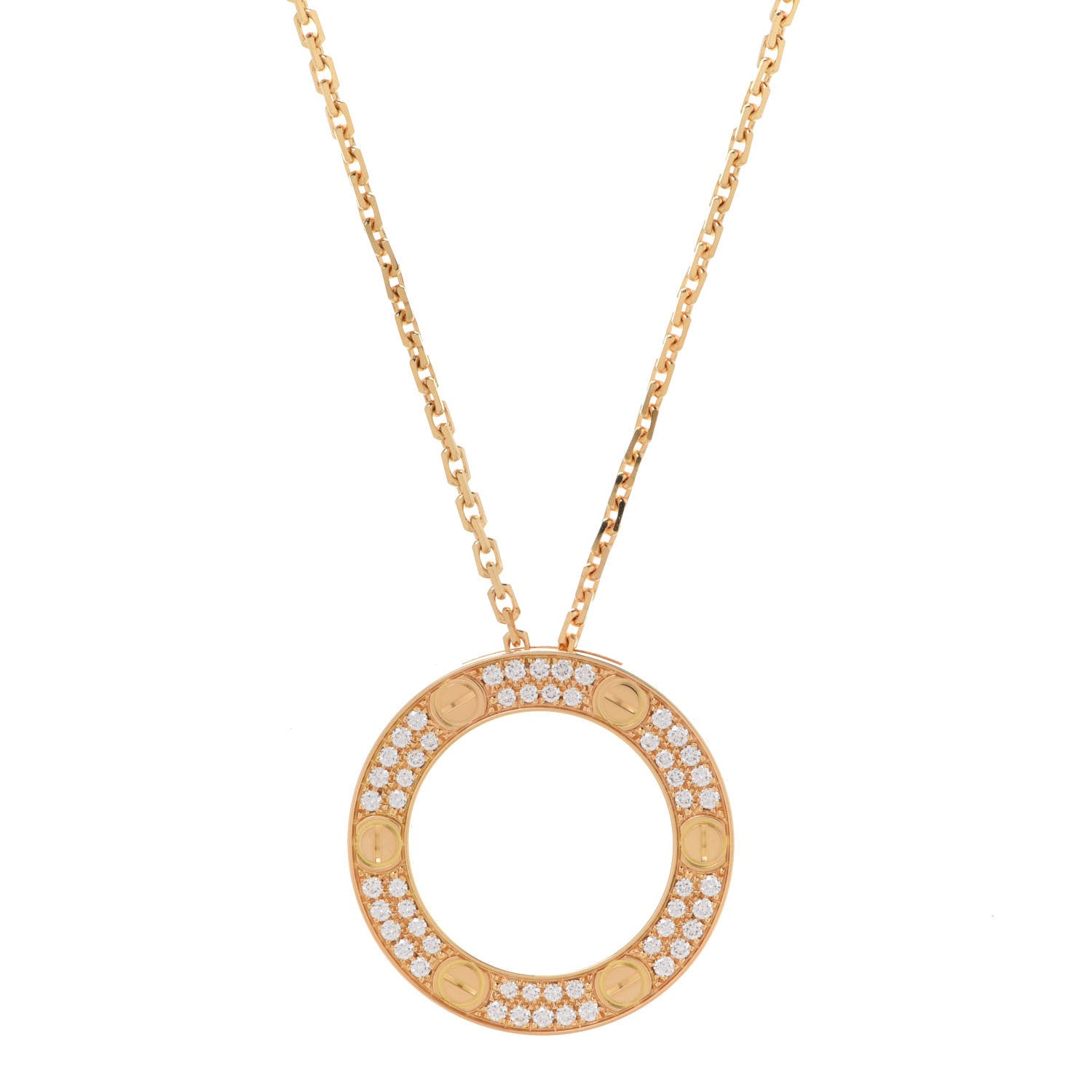 Cartier 18K Yellow Gold Diamond LOVE Paved Necklace 4 of 8