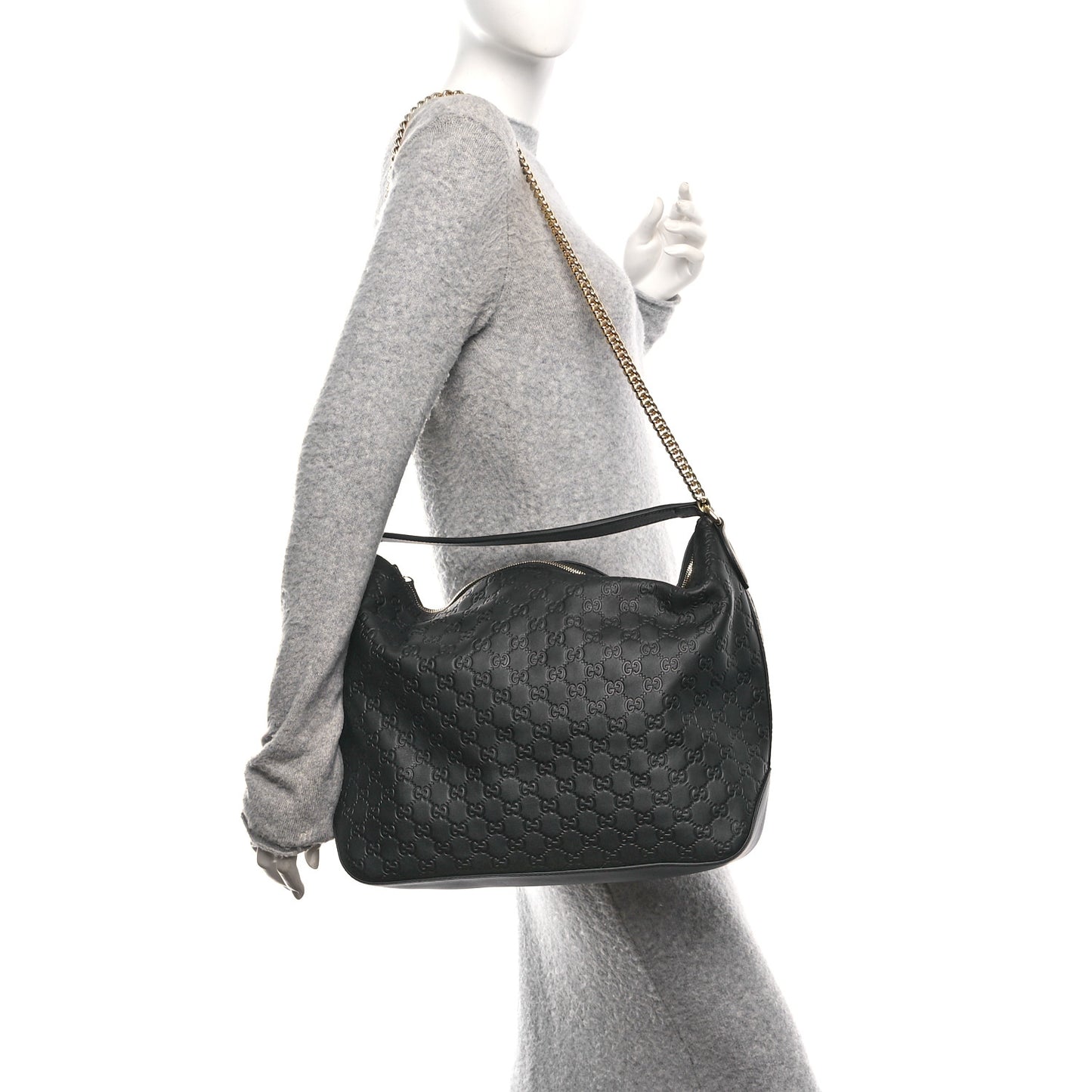 Guccissima Signature Large Linea A Hobo Black