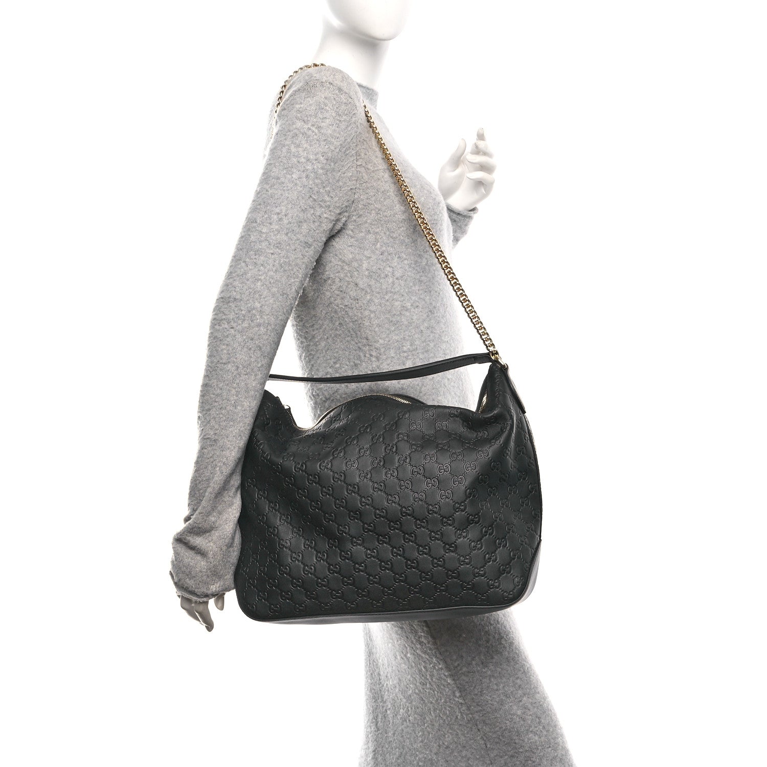 Gucci Guccissima Signature Large Linea A Hobo Black 2 of 10