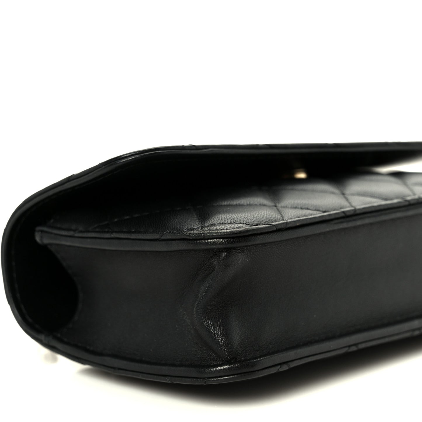 Lambskin Quilted Sweet Camellia Flap Phone Holder With Chain Black