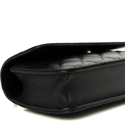 Chanel Lambskin Quilted Sweet Camellia Flap Phone Holder With Chain Black 10 of 11