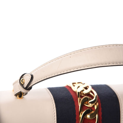 Gucci Calfskin Web Medium Sylvie Top Handle Bag White 19 of 20
