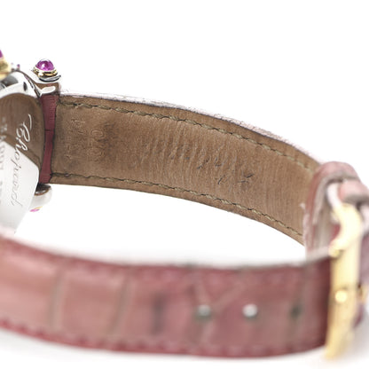 Chopard Stainless Steel 18K Yellow Gold Alligator Diamond Pink Mother of Pearl 33mm Happy Sport Moon Star Quartz Watch 7 of 9