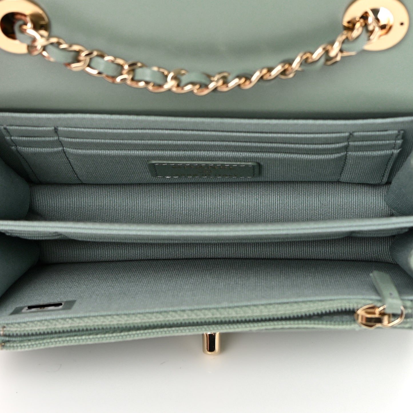 Lambskin Quilted Mini Trendy CC Wallet On Chain WOC Grey