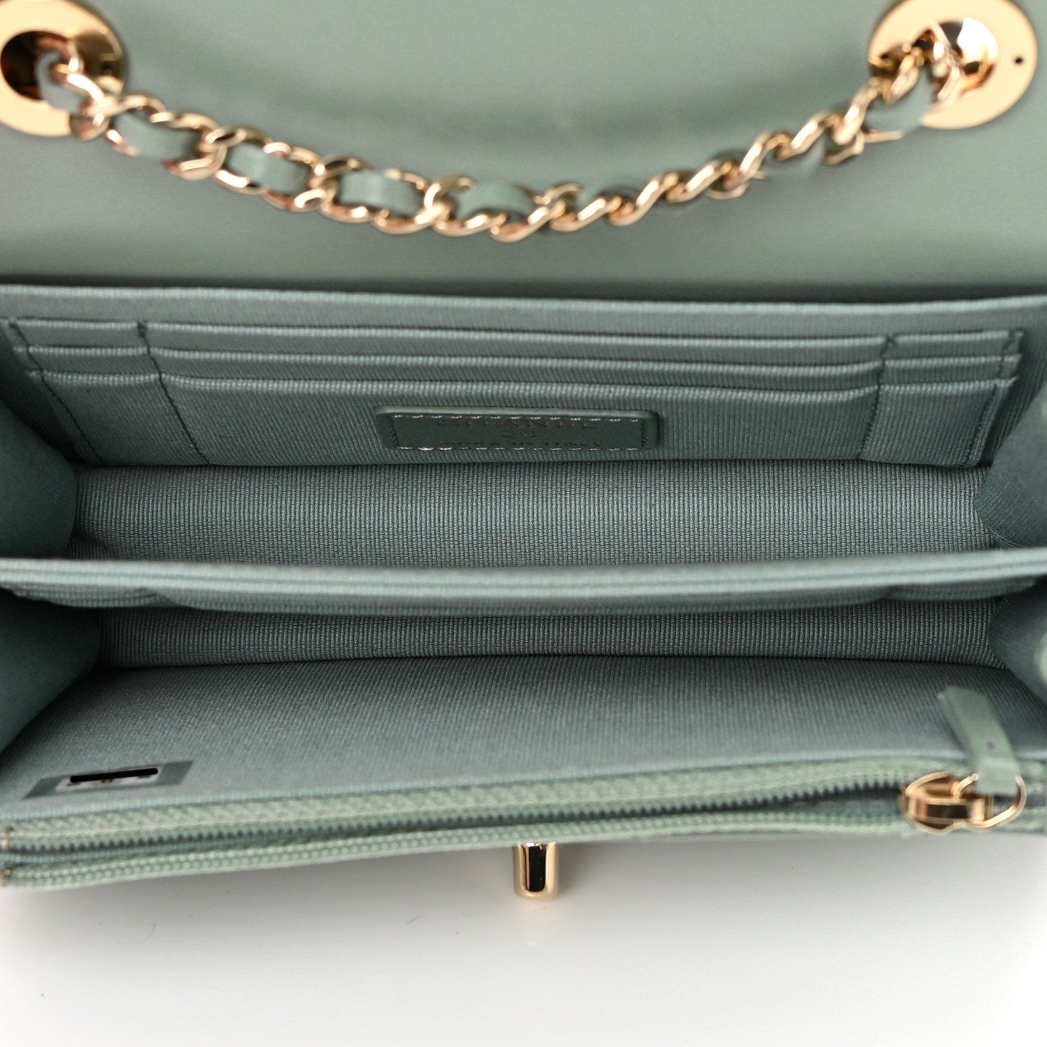 Chanel Lambskin Quilted Mini Trendy CC Wallet On Chain WOC Grey 5 of 11