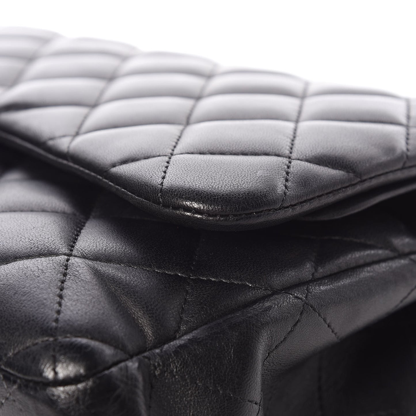 Lambskin Quilted Jumbo Double Flap Black