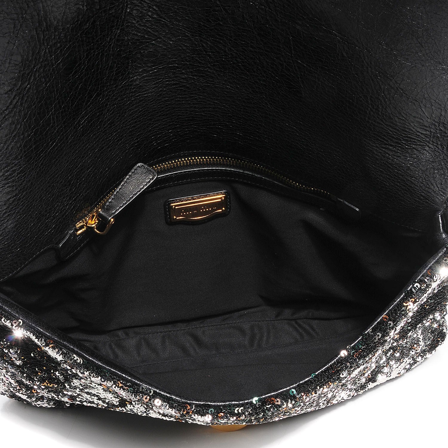 Miu Miu Oversized Sequined Clutch Argento 8 of 10