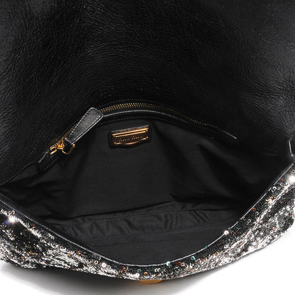 Miu Miu Oversized Sequined Clutch Argento 8 of 10