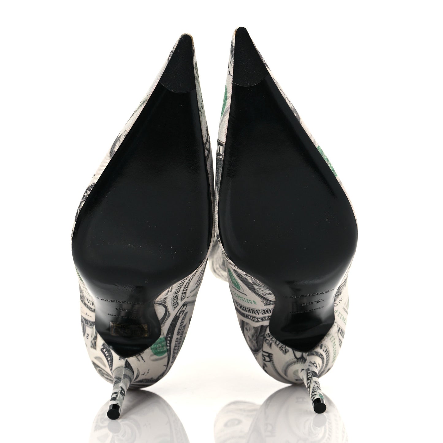 Spandex Dollars Print Extreme Pointed Toe Knife Ankle Boots 38 Vert