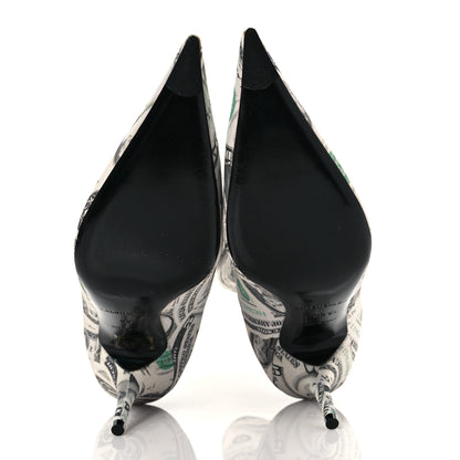 Balenciaga Spandex Dollars Print Extreme Pointed Toe Knife Ankle Boots 38 Vert 5 of 6