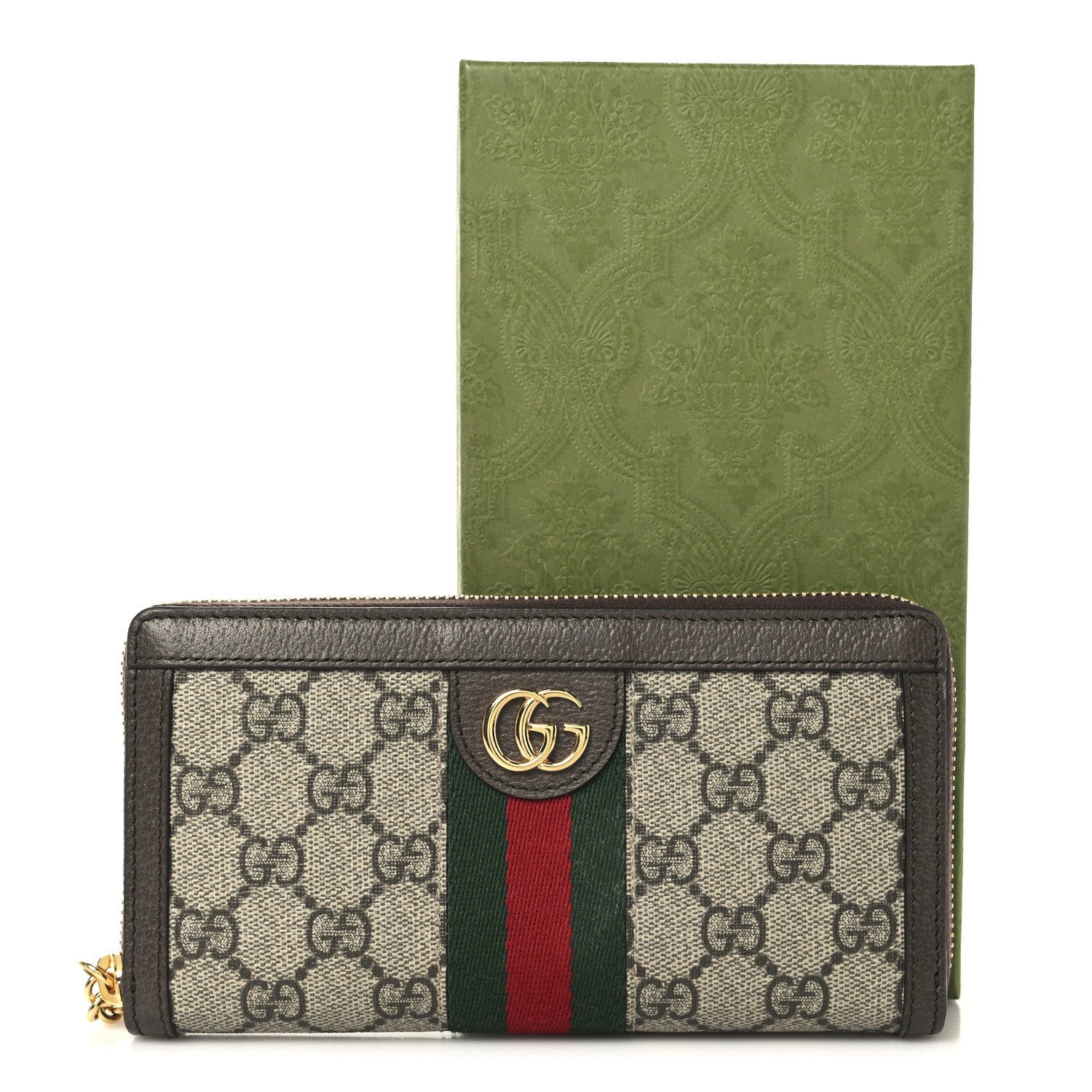 Gucci GG Supreme Monogram Web Ophidia Zip Around Wallet Brown 8 of 8