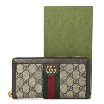 Gucci GG Supreme Monogram Web Ophidia Zip Around Wallet Brown 8 of 8