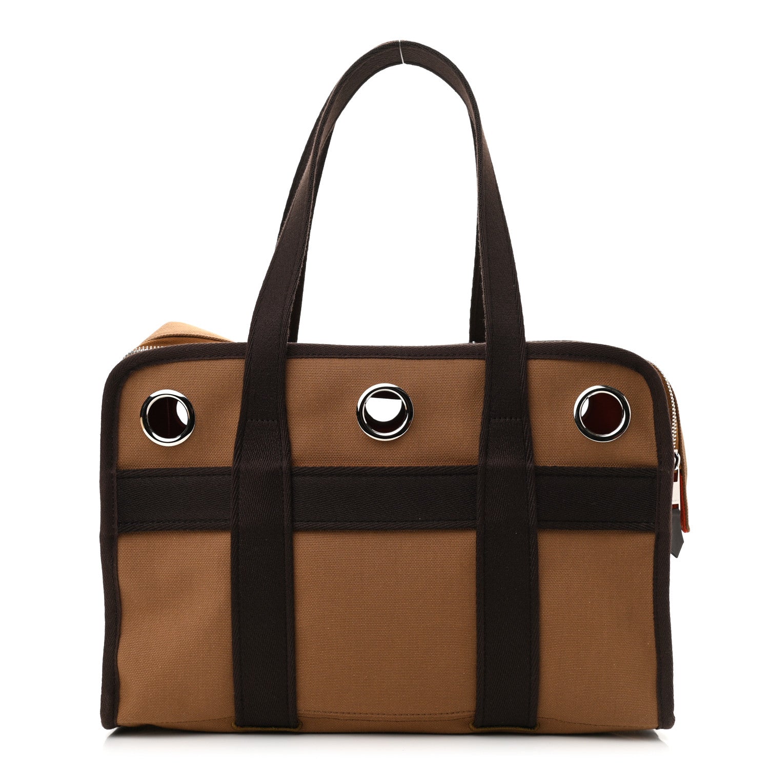 Hermes Polyamide Cotton Carrying Dog Bag Fauve Feu 1 of 9