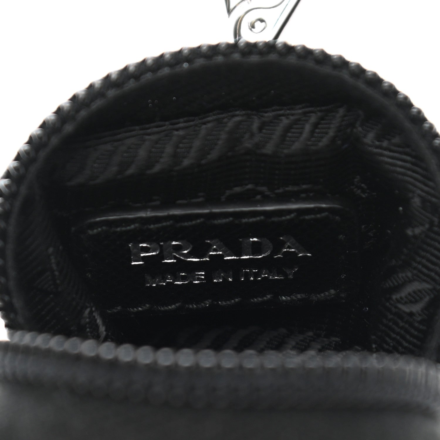 Prada Re-Nylon Pocket Triangle Padded Mini Key Chain Pouch Black 6 of 6