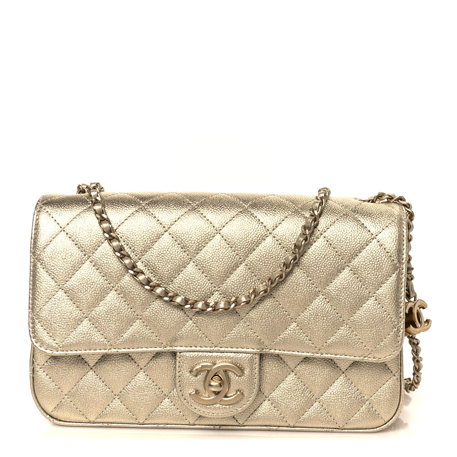 Chanel Metallic Caviar Quilted Medium CC Slide Flap Light Gold 1 of 11