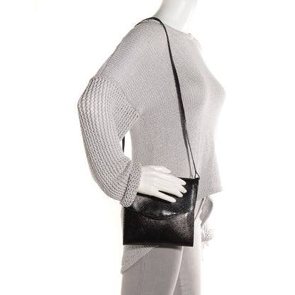 Hermes Lizard Flap Shoulder Bag Black 2 of 7
